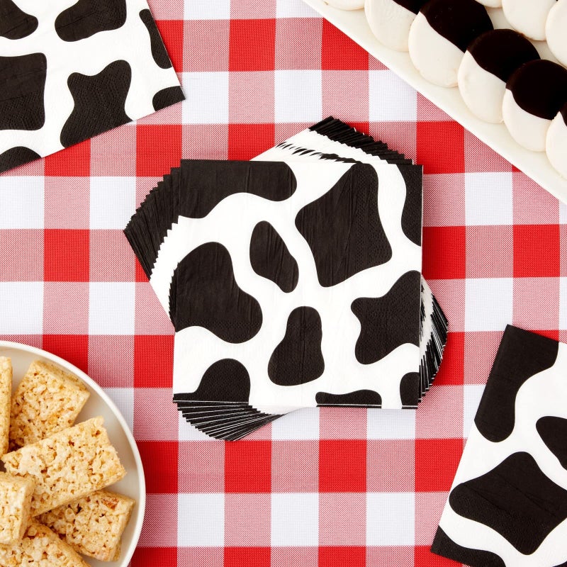 Blue Panda 100 Pack Cow Print Napkins for Farm Animal Birthday Party Supplies (2-Ply, 6.5 x 6.5 In) - Image 2
